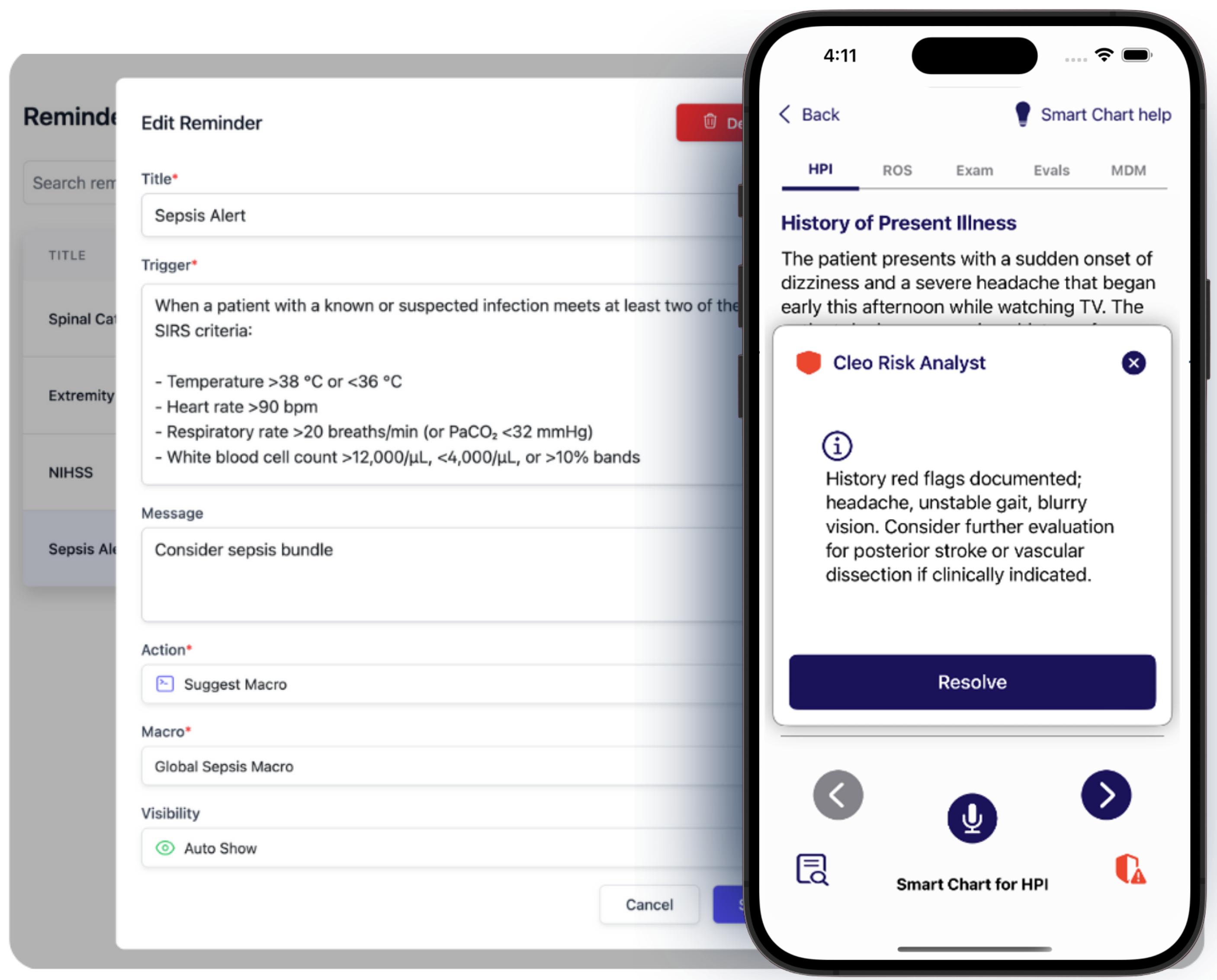 Quality Metrics and Reminders Interface
